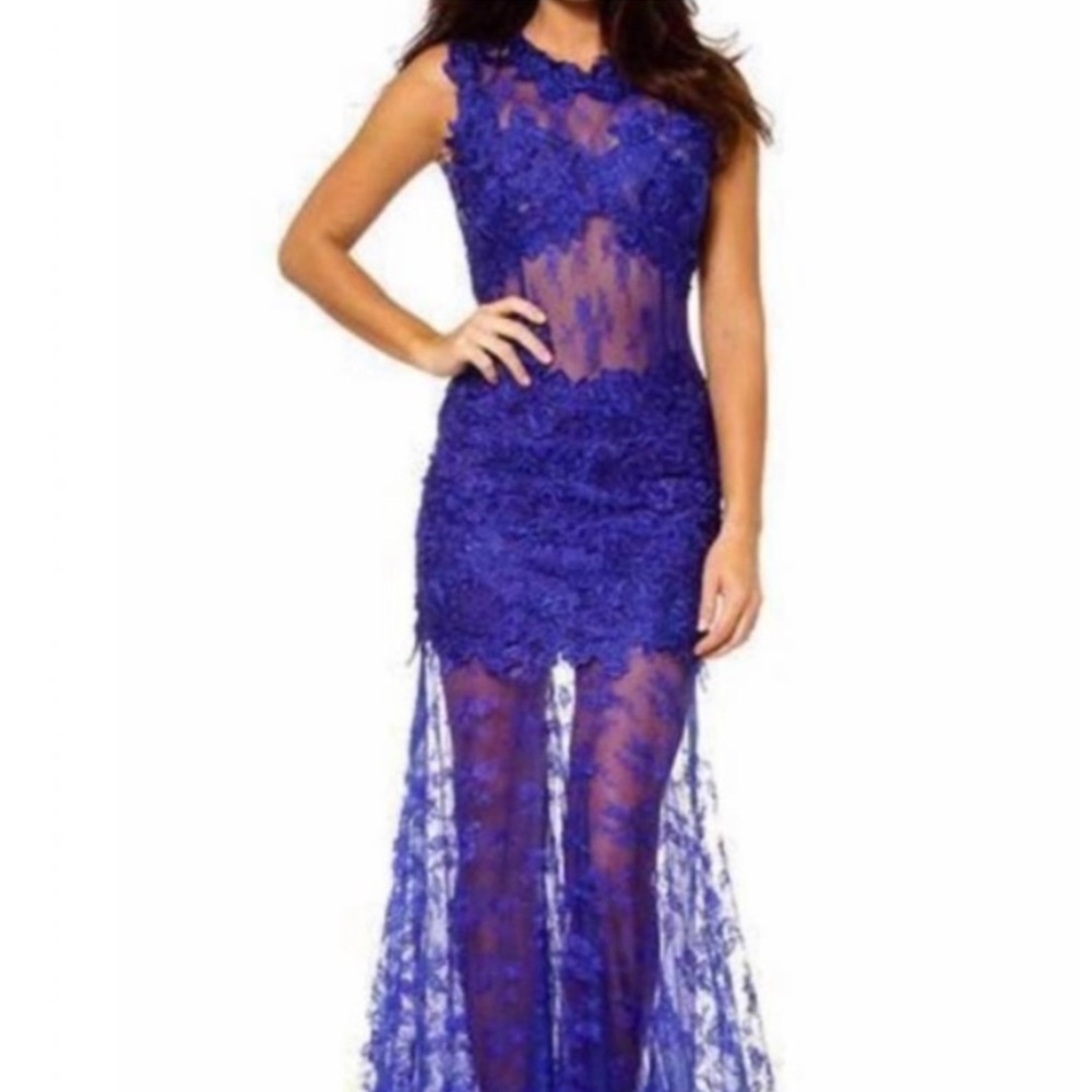 NEW ISSUE NEW YORK lace evening gown in royal blue